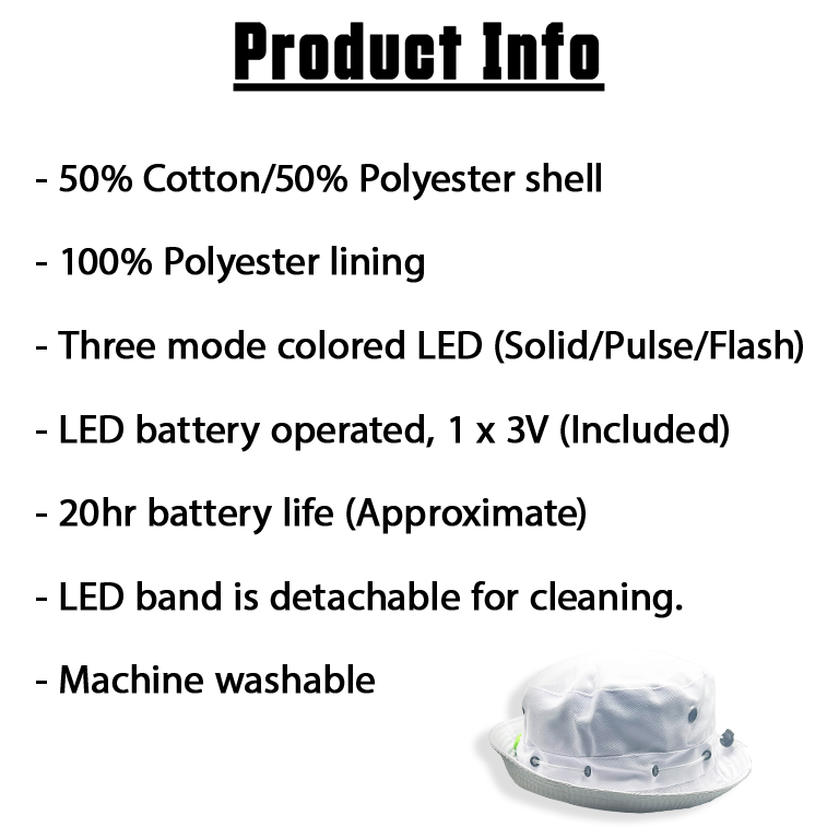 Plain White LED Bucket Hat