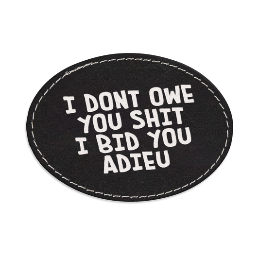 Adieu Oval Engraved Patch