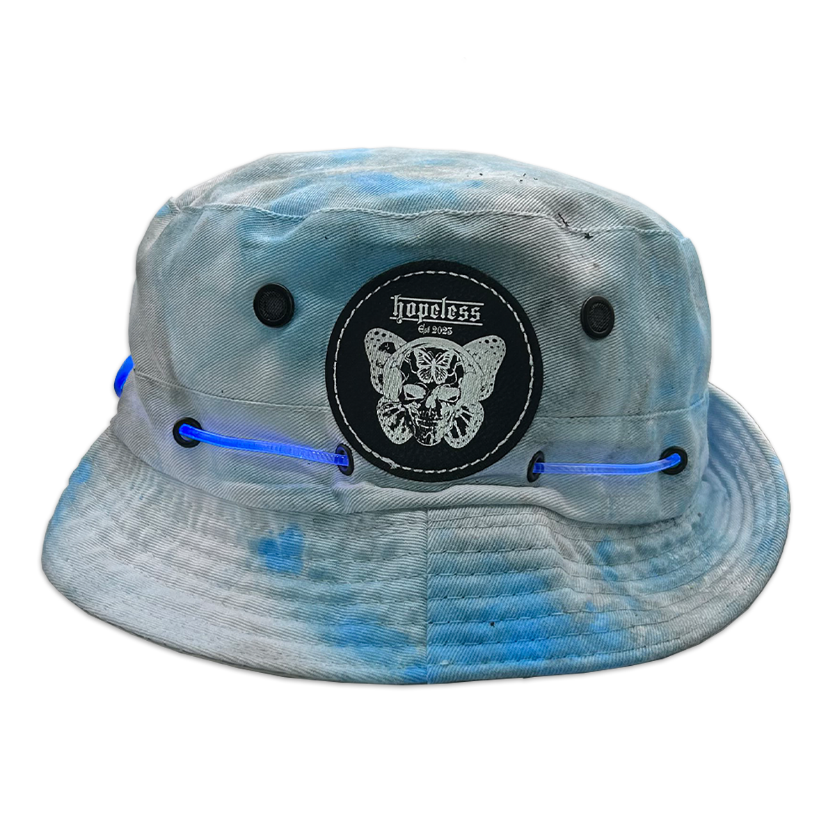 Black & Blue Tie-Dyed LED Bucket Hat