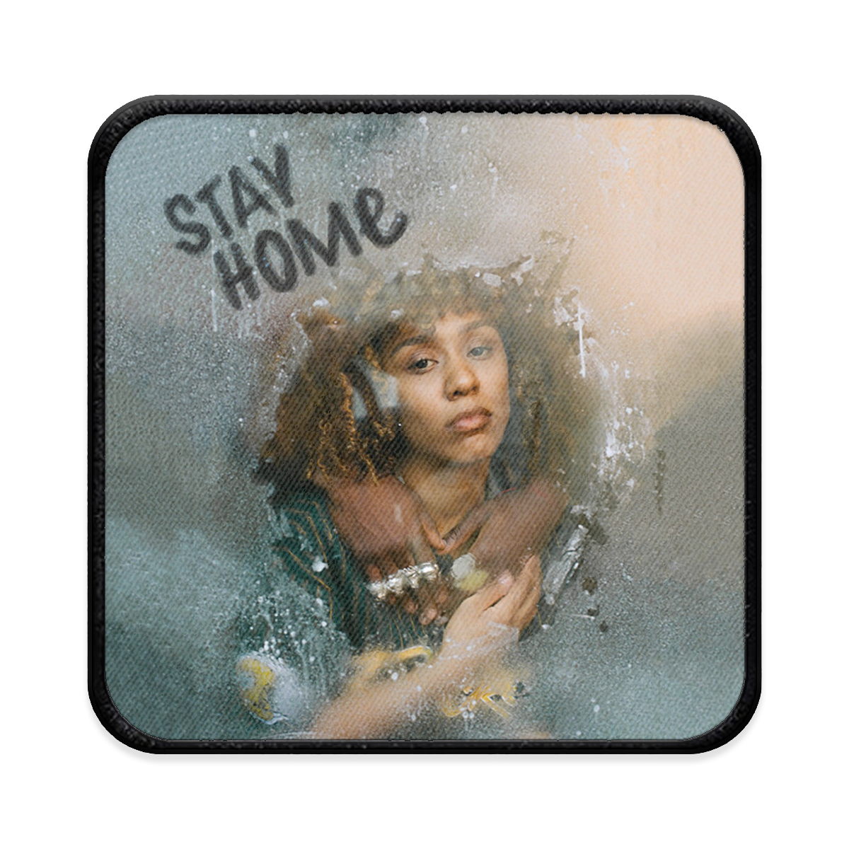 Stay Home Square Iron-on Patch