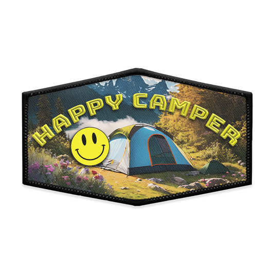 Happy Camper Hexagon Iron-on Patch