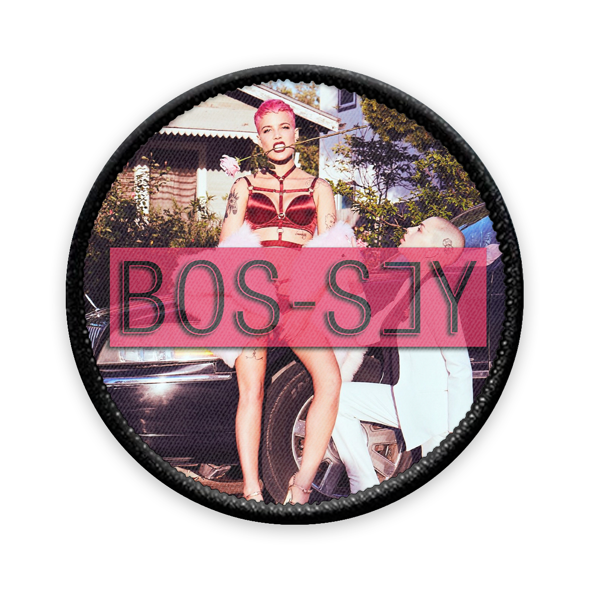 Bos-sey Circle Iron-on Patch