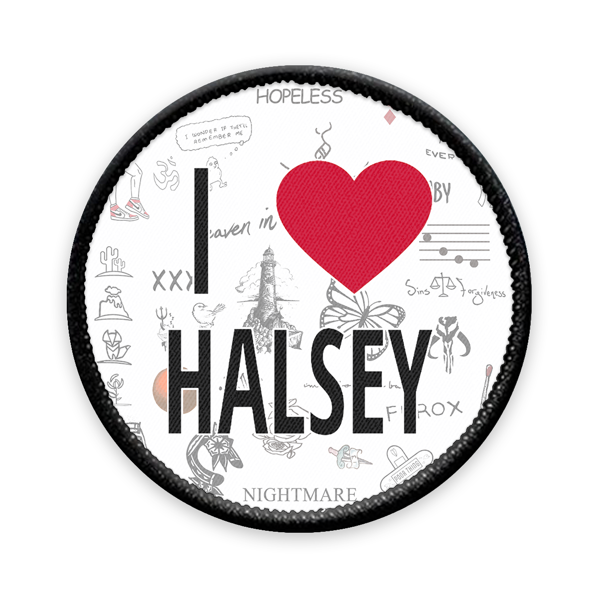 I Heart Halsey Circle Iron-on Patch