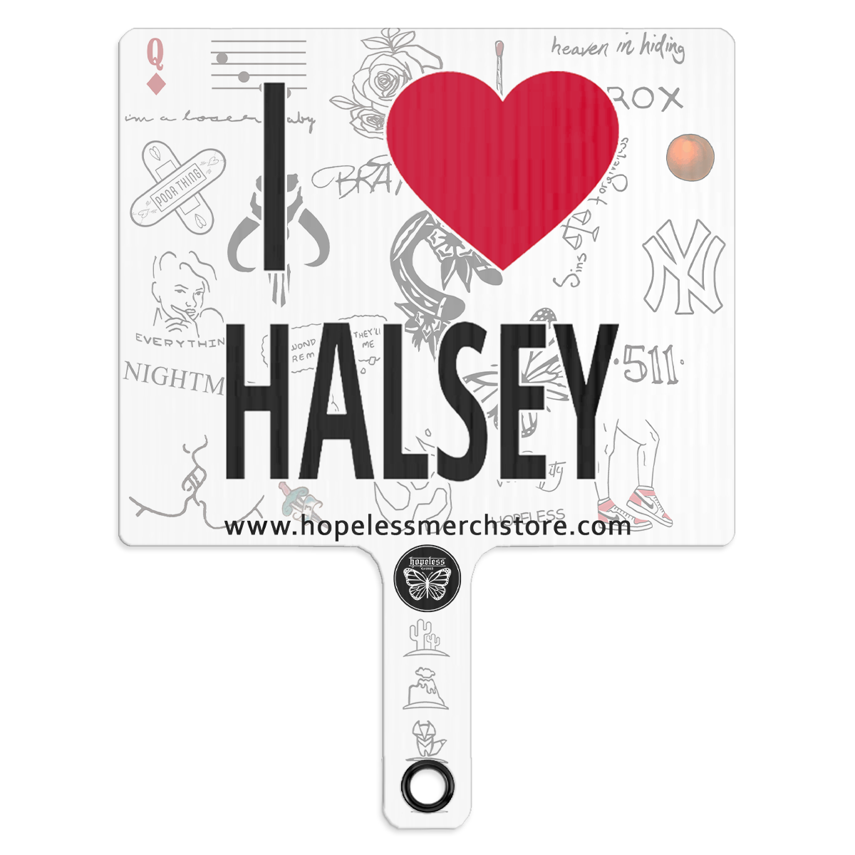 I Heart Halsey Paddle Fan