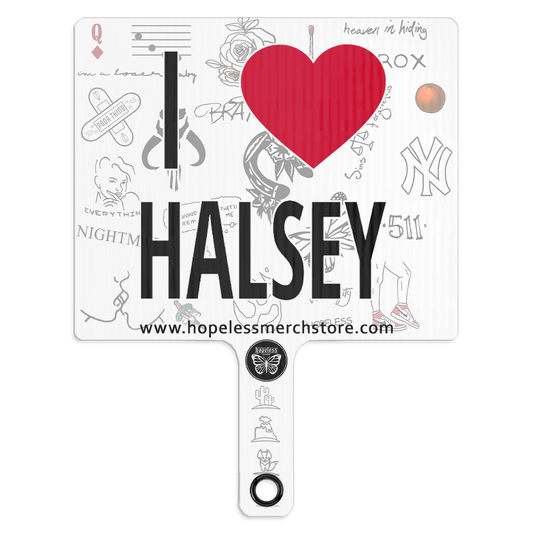 I Heart Halsey Paddle Fan