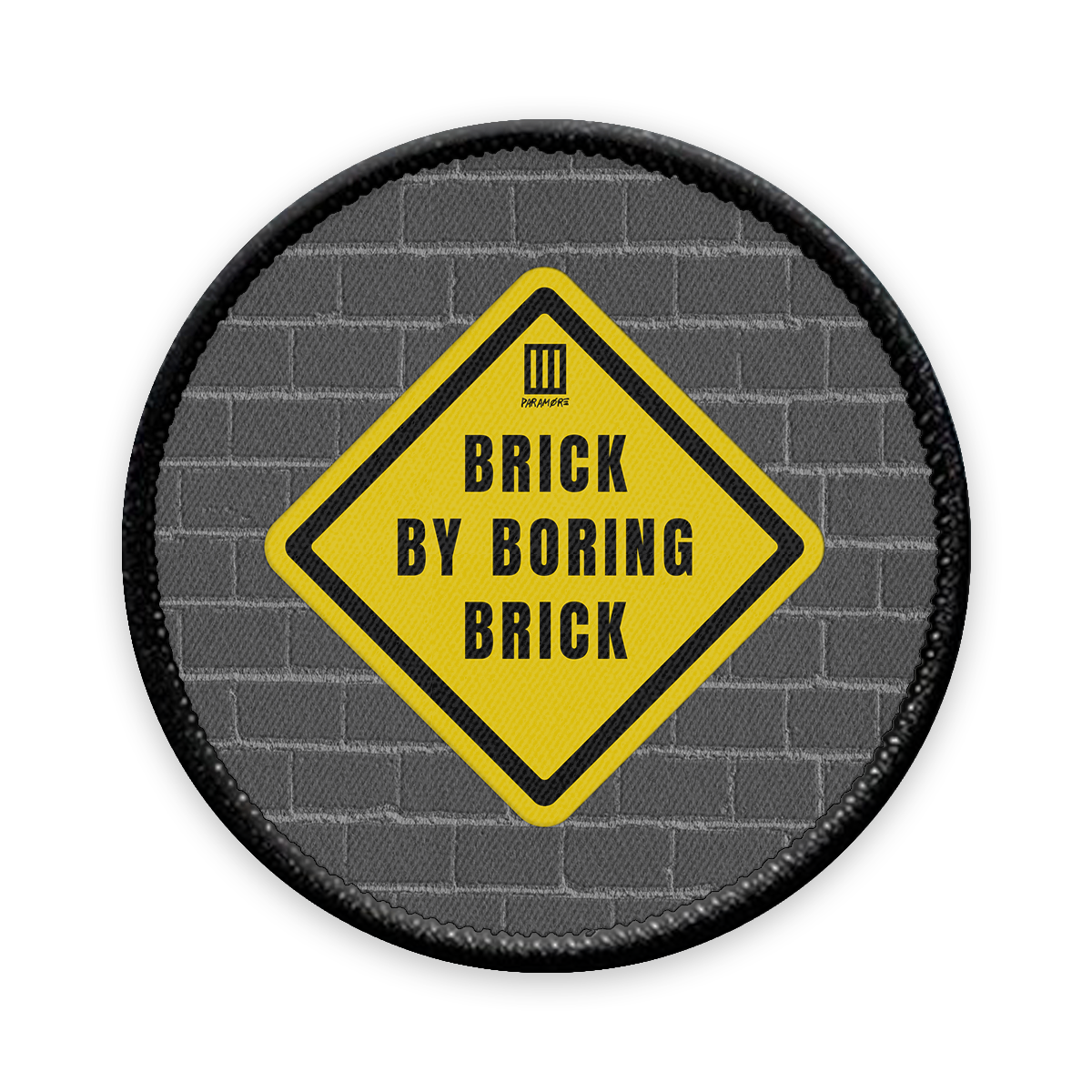 Brick by Boring Brick Circle Iron-on Patch