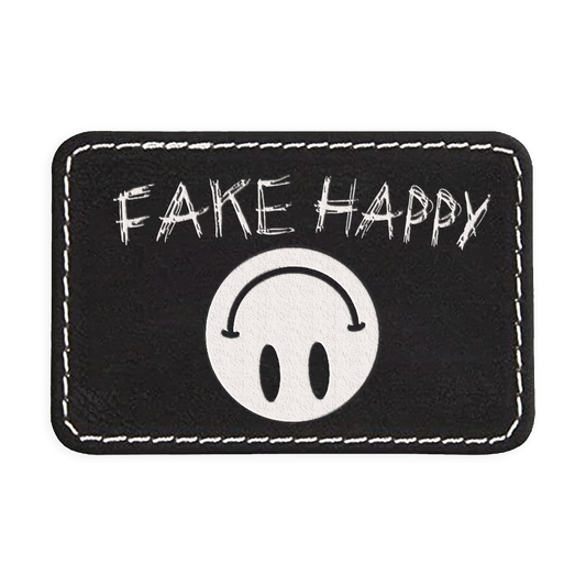 Fake Happy Engraved Patch