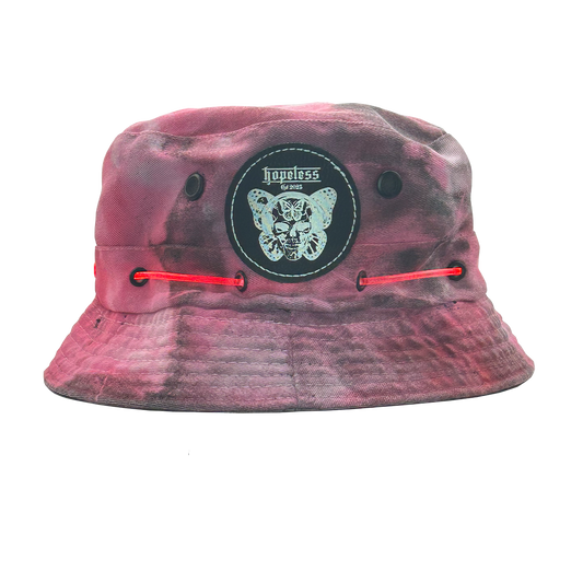 Red & Black Tie-Dyed LED Bucket Hat