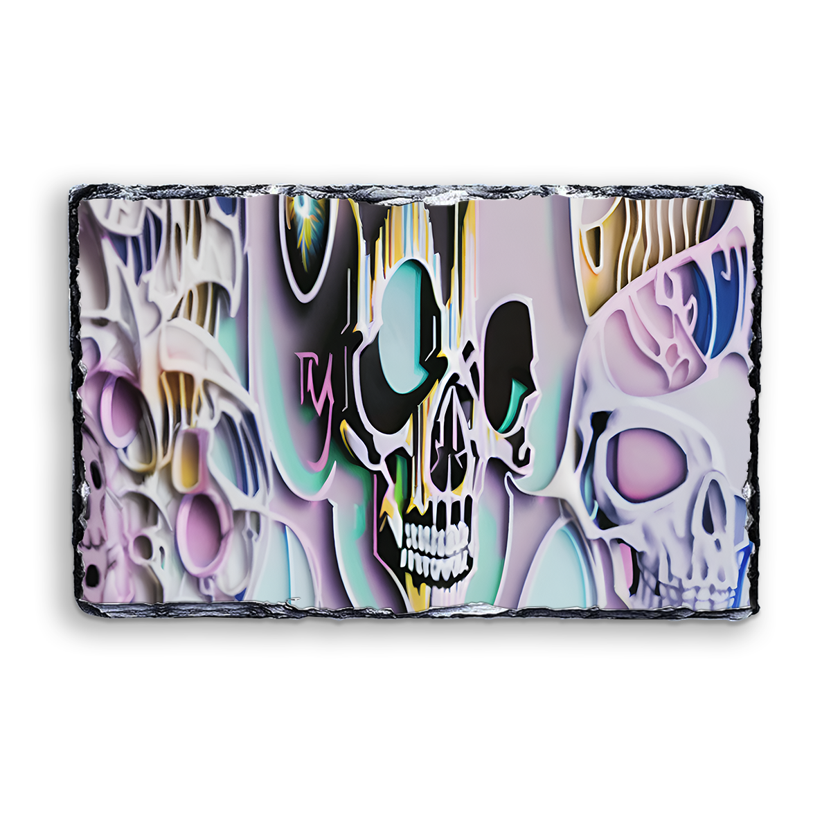 Warped Skull Slate Plaque