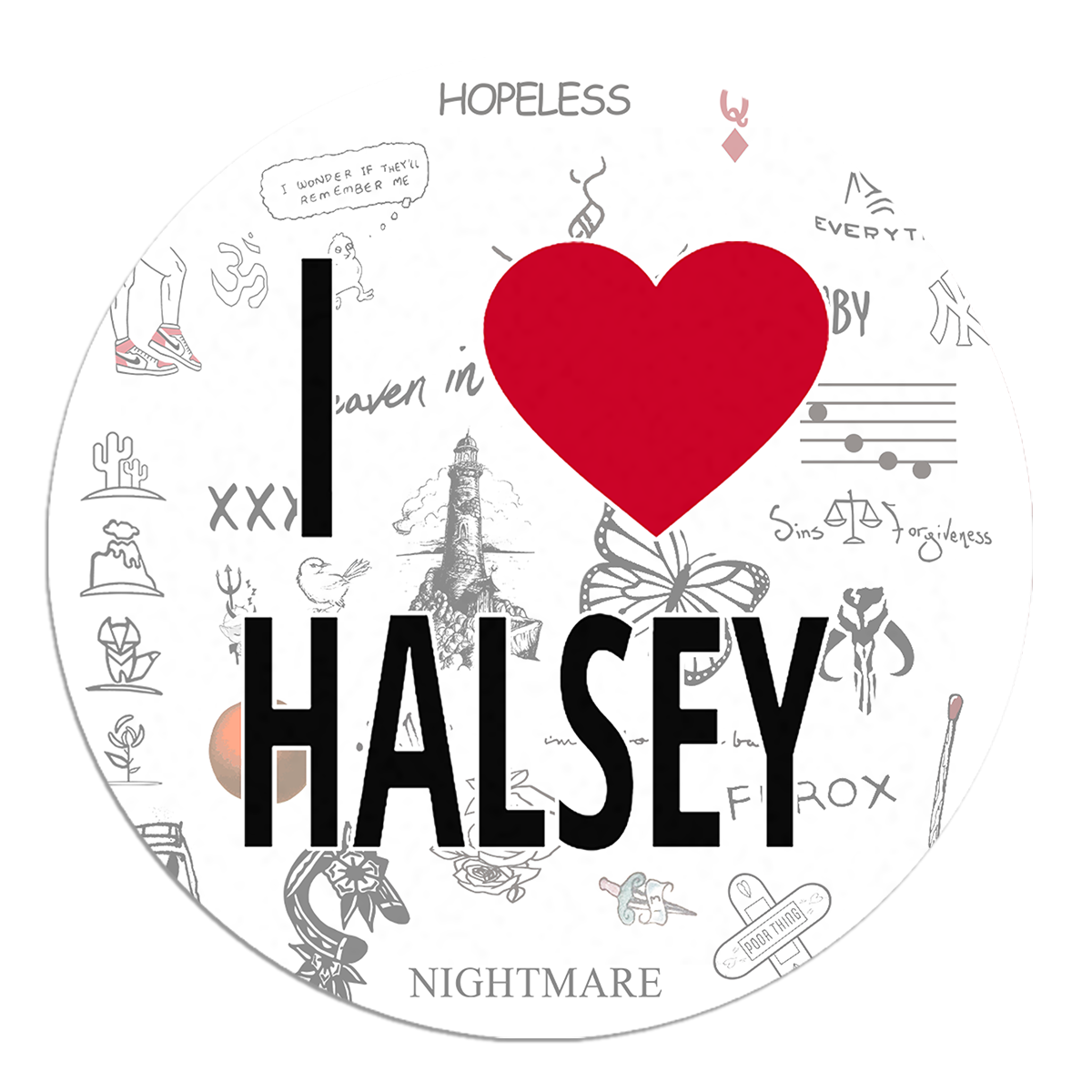 I Heart Halsey Circle Sticker