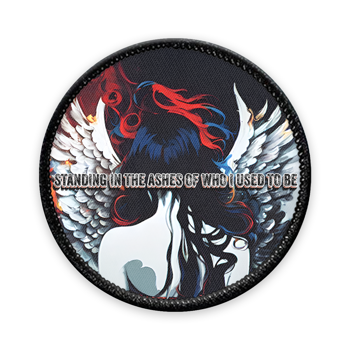 Angel on Fire Circle Iron-on Patch