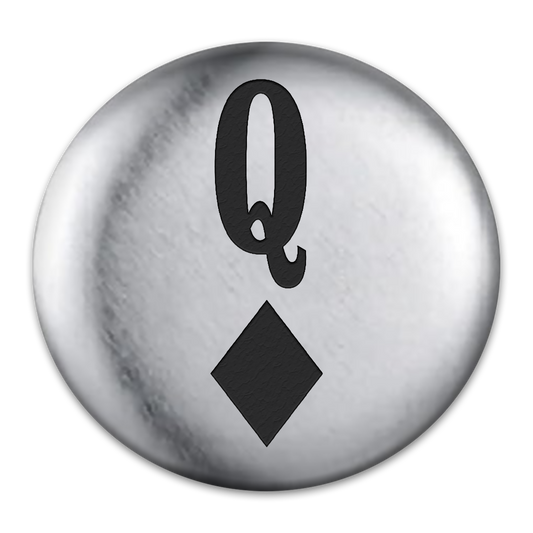 Q of Diamonds Tat Engraved Button